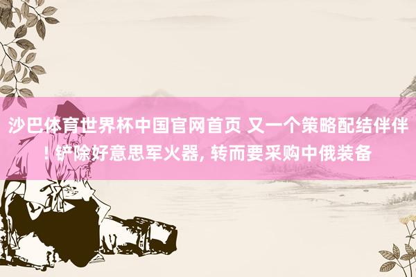沙巴体育世界杯中国官网首页 又一个策略配结伴伴! 铲除好意思军火器， 转而要采购中俄装备