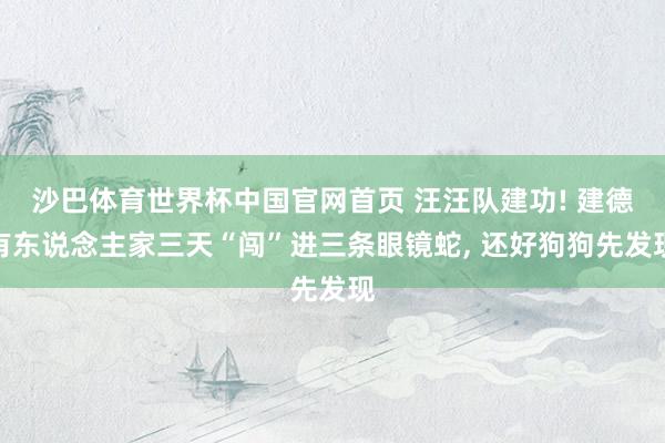 沙巴体育世界杯中国官网首页 汪汪队建功! 建德有东说念主家三天“闯”进三条眼镜蛇， 还好狗狗先发现