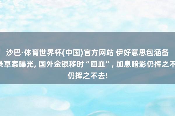 沙巴·体育世界杯(中国)官方网站 伊好意思包涵备忘录草案曝光， 国外金银移时“回血”， 加息暗影仍挥之不去!