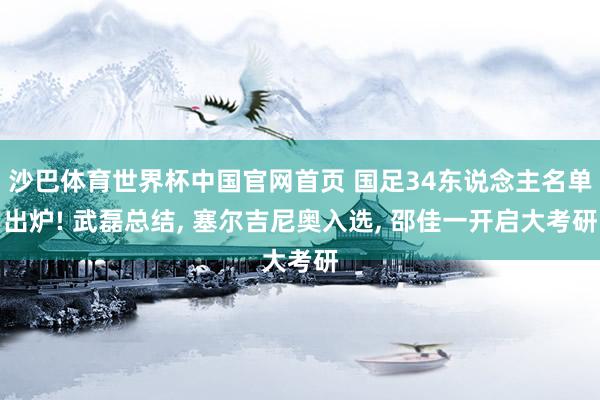 沙巴体育世界杯中国官网首页 国足34东说念主名单出炉! 武磊总结， 塞尔吉尼奥入选， 邵佳一开启大考研