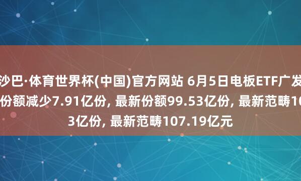 沙巴·体育世界杯(中国)官方网站 6月5日电板ETF广发(159755)份额减少7.91亿份， 最新份额99.53亿份， 最新范畴107.19亿元
