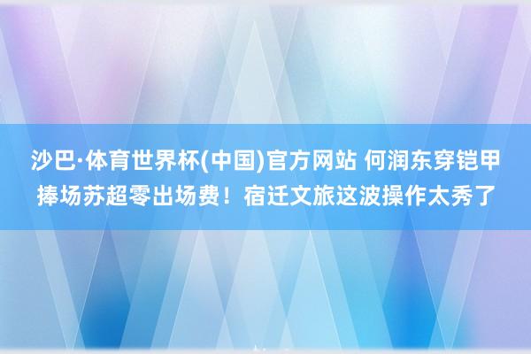 沙巴·体育世界杯(中国)官方网站 何润东穿铠甲捧场苏超零出场费！宿迁文旅这波操作太秀了