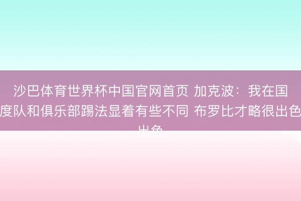 沙巴体育世界杯中国官网首页 加克波：我在国度队和俱乐部踢法显着有些不同 布罗比才略很出色