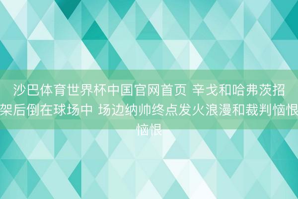 沙巴体育世界杯中国官网首页 辛戈和哈弗茨招架后倒在球场中 场边纳帅终点发火浪漫和裁判恼恨